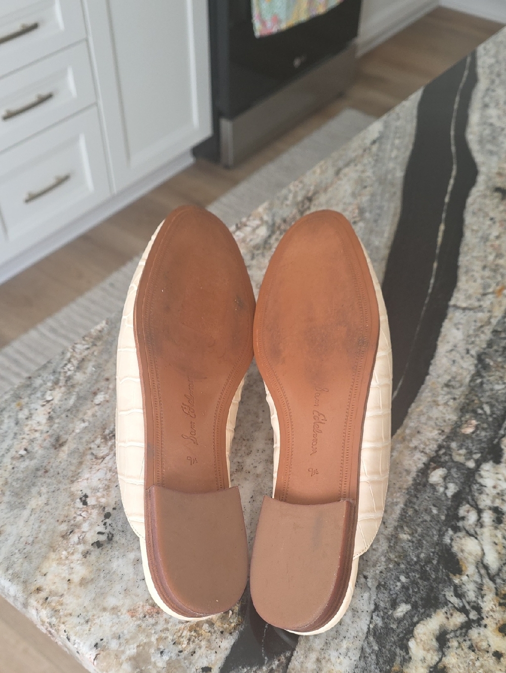 PRISTINE Sam Edelman Linnie Horse Bit Mule Eggshell Croc Size 9.5 Cream Ecru - Picture 11 of 13